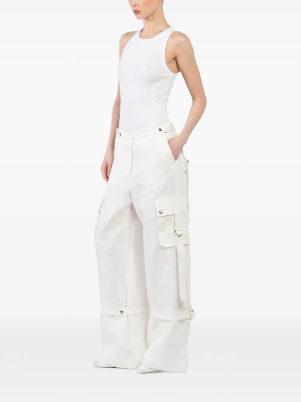  Teurn Studios Cargo-pocket Strap-detail Trousers - White 
