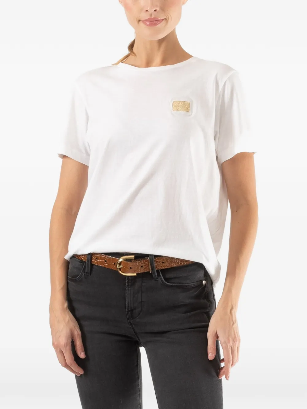 TYLER JORN short-sleeve appliqué-detail T-shirt - Bianco