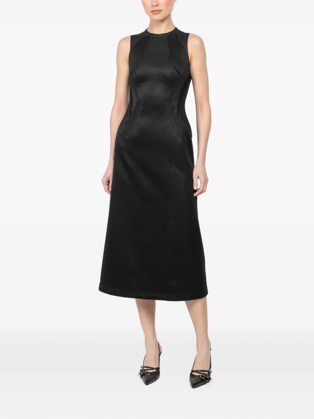 Shiro Sakai panelled midi dress - Nero