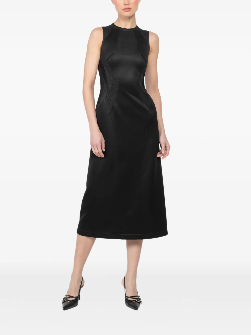 Shiro Sakai panelled midi dress - Zwart