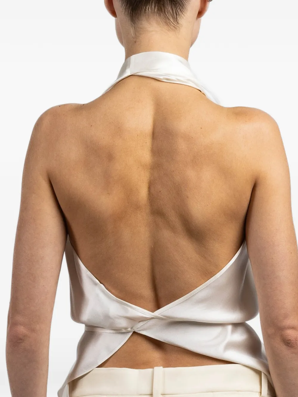 WARDROBE.NYC Satijnen blouse Beige