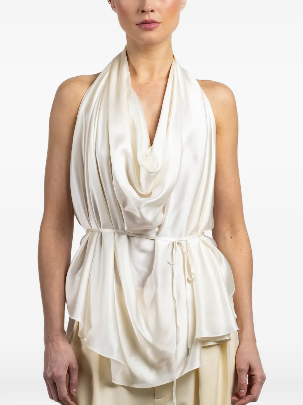 WARDROBE.NYC halter satin blouse - Neutrals