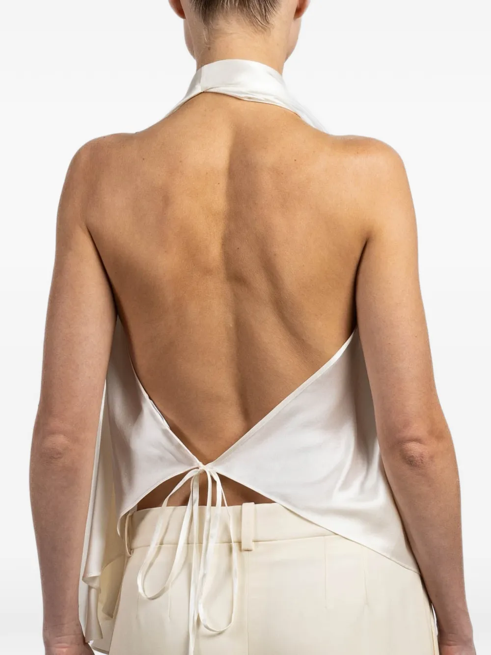 WARDROBE.NYC Satijnen blouse Beige