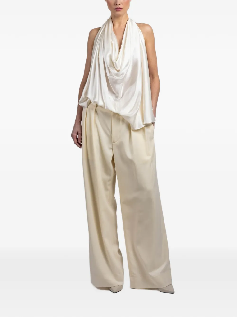 WARDROBE.NYC halter satin blouse - Beige