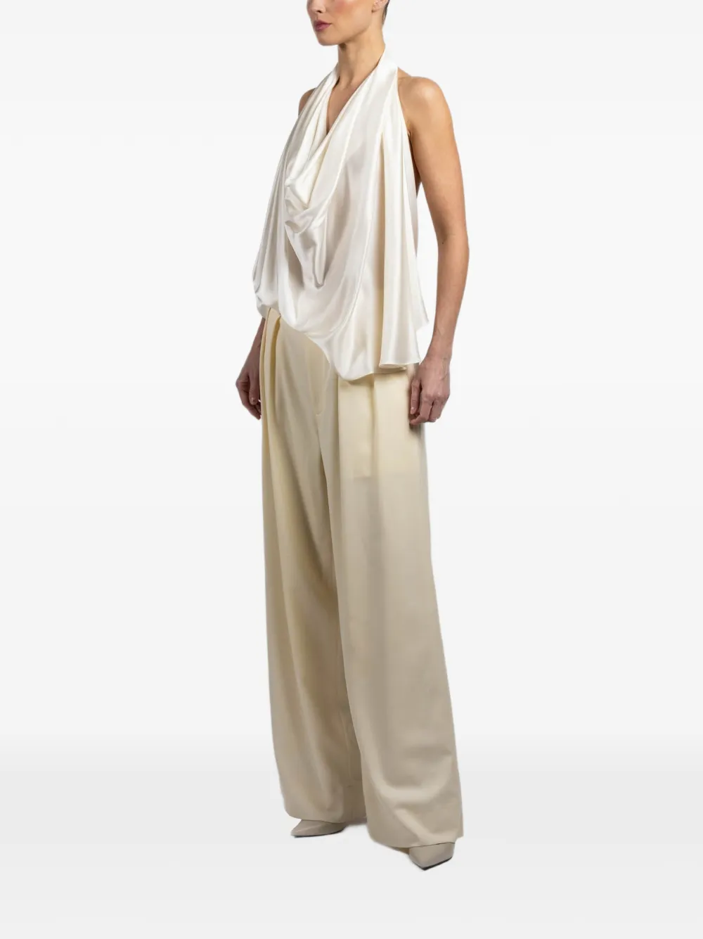  Wardrobe.nyc Halter Satin Blouse - Neutrals 