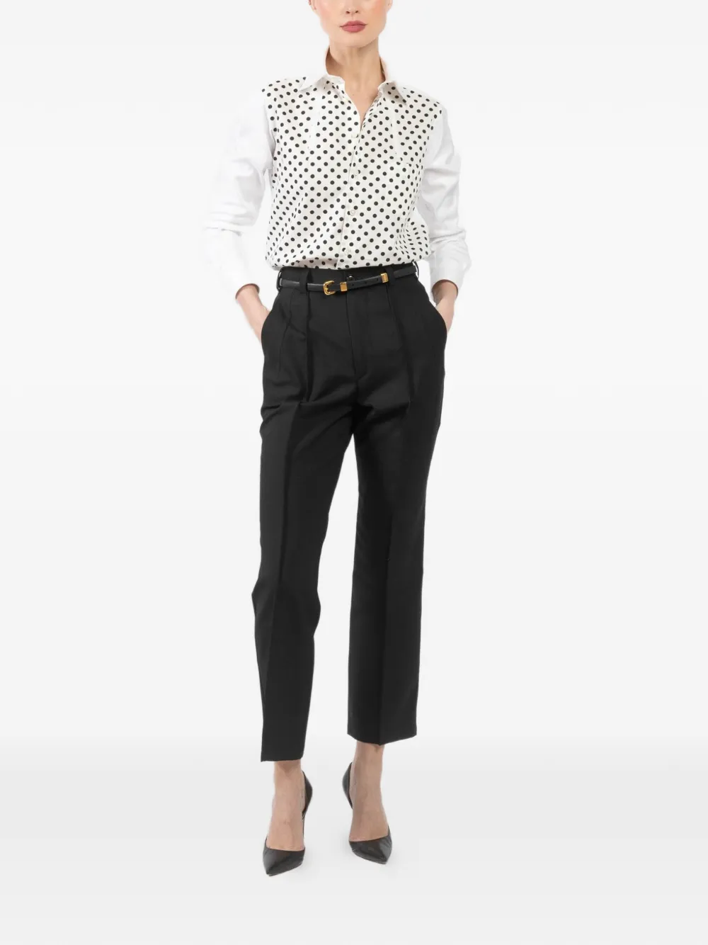 Shiro Sakai polka-dot panelled shirt - Wit
