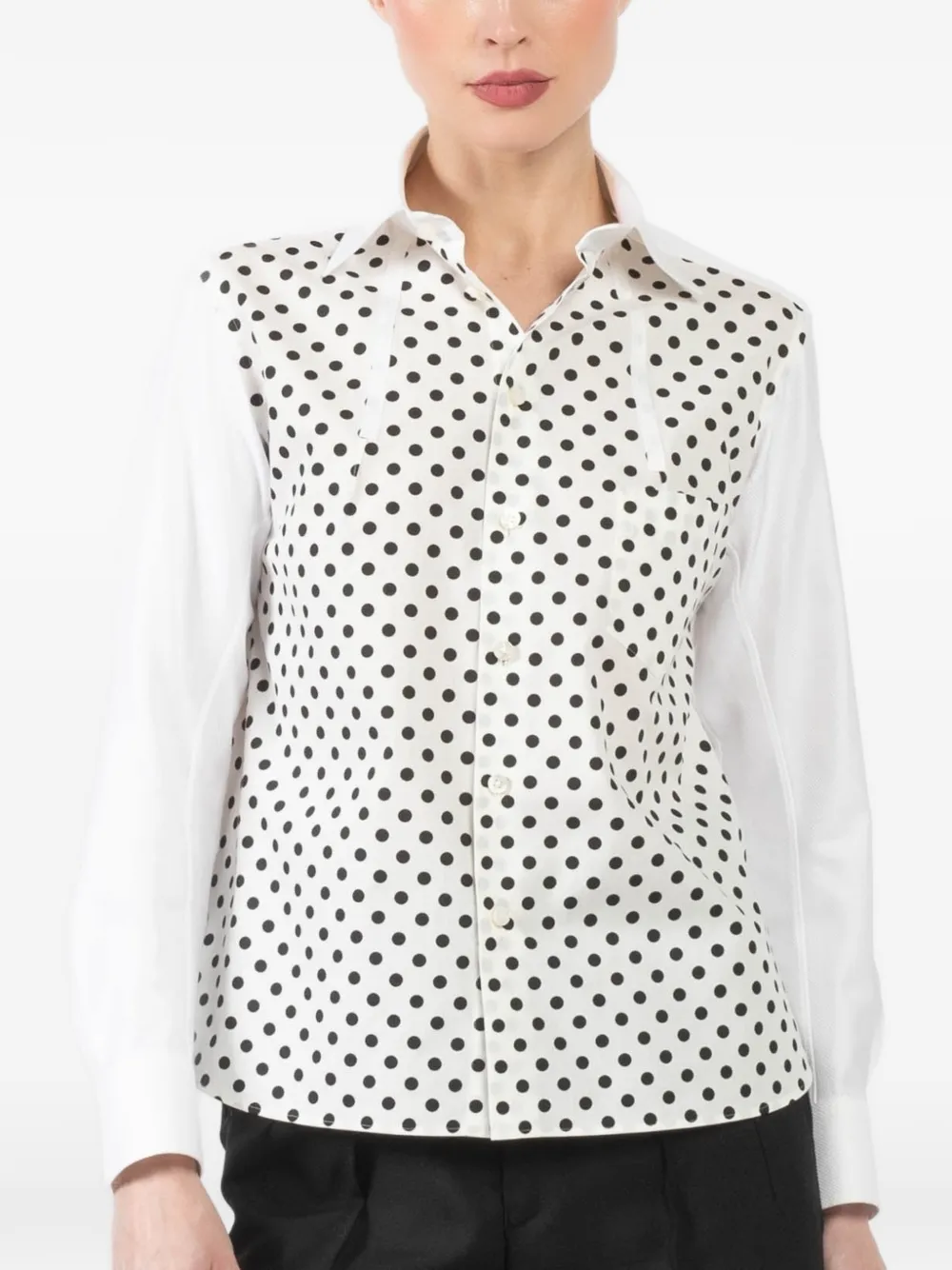 Shiro Sakai polka-dot panelled shirt - Weiß