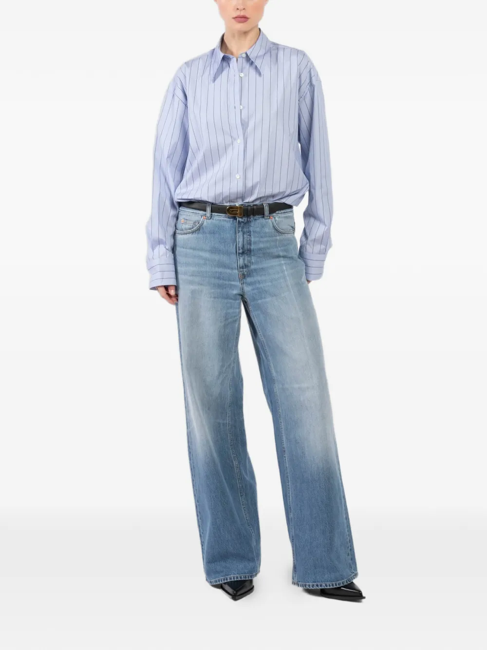 Teurn Studios Roomy pinstripe print shirt - Blauw