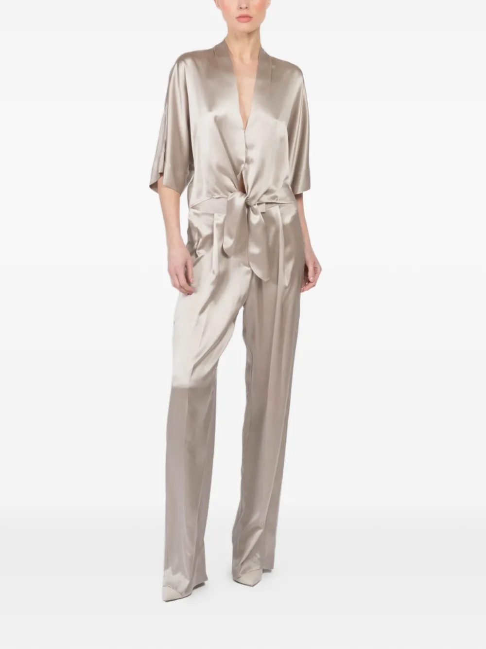 The Sei Dolman satin blouse - Beige