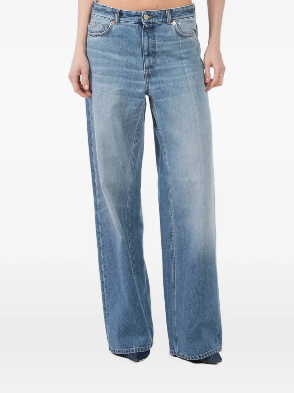 Teurn Studios whiskering-detail boyfriend jeans - Blu