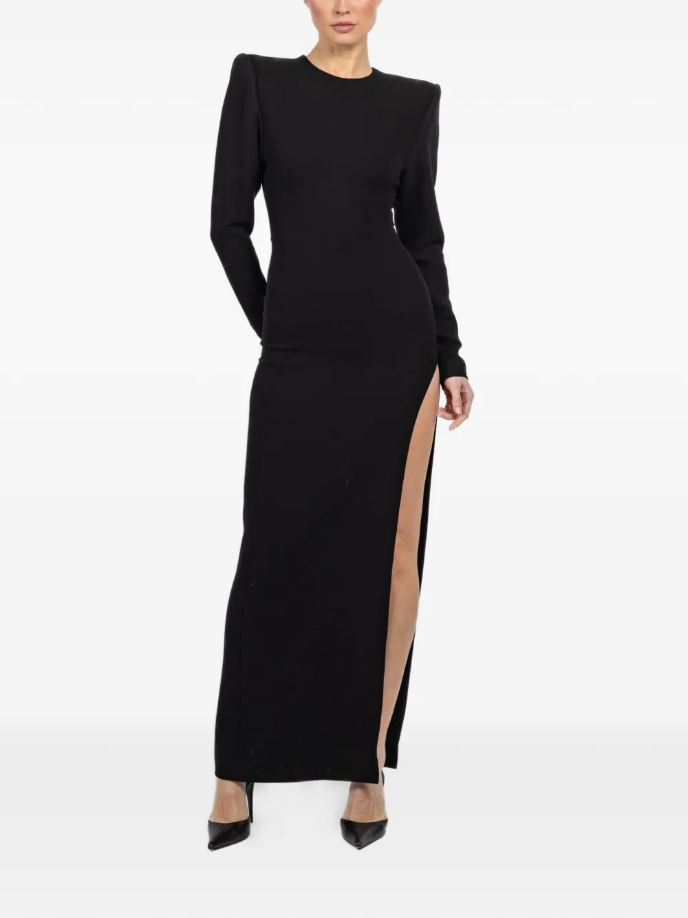 WARDROBE.NYC shoulder-pad maxi dress - Zwart