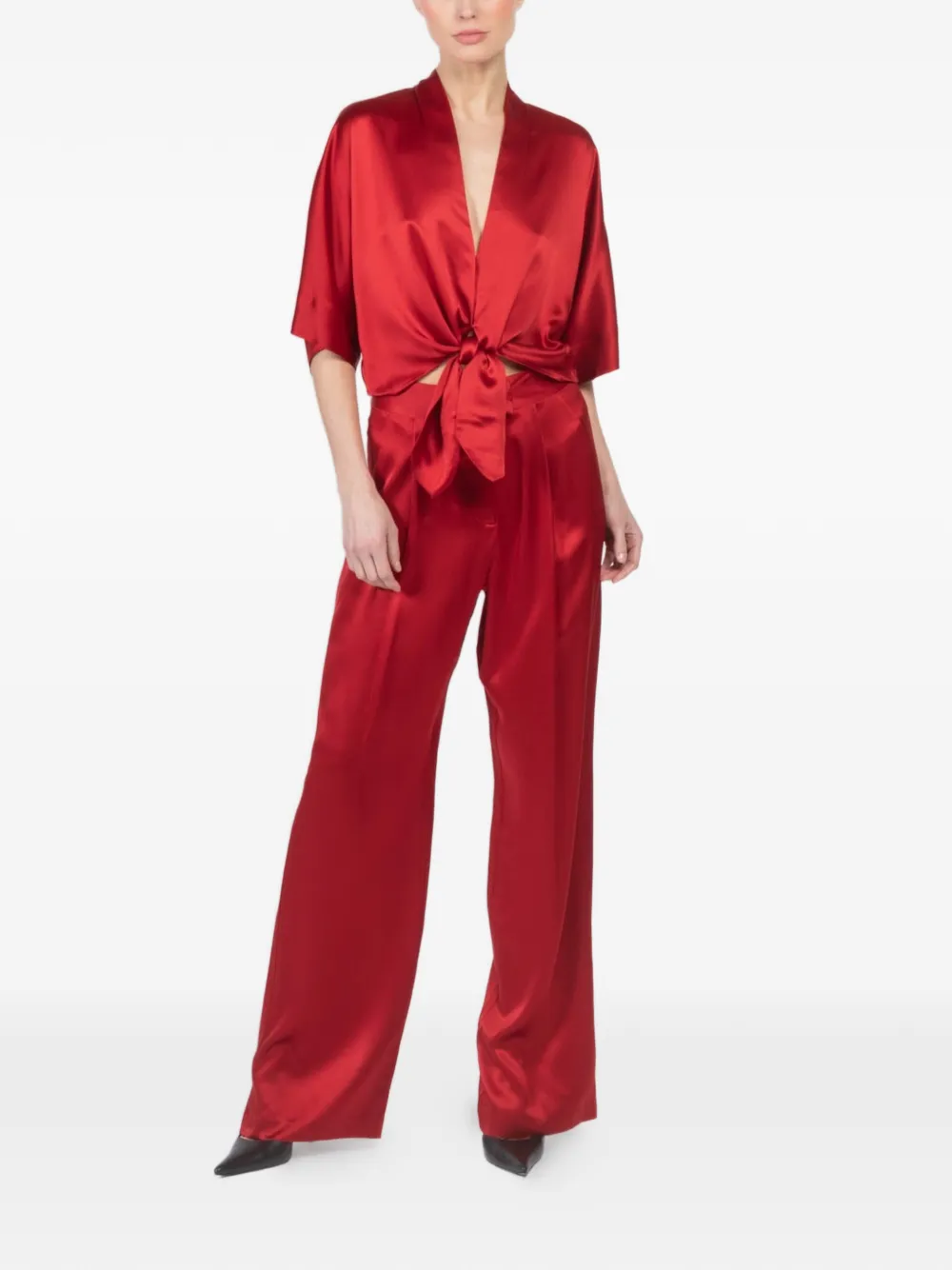 The Sei tie wide-leg trousers - Rood