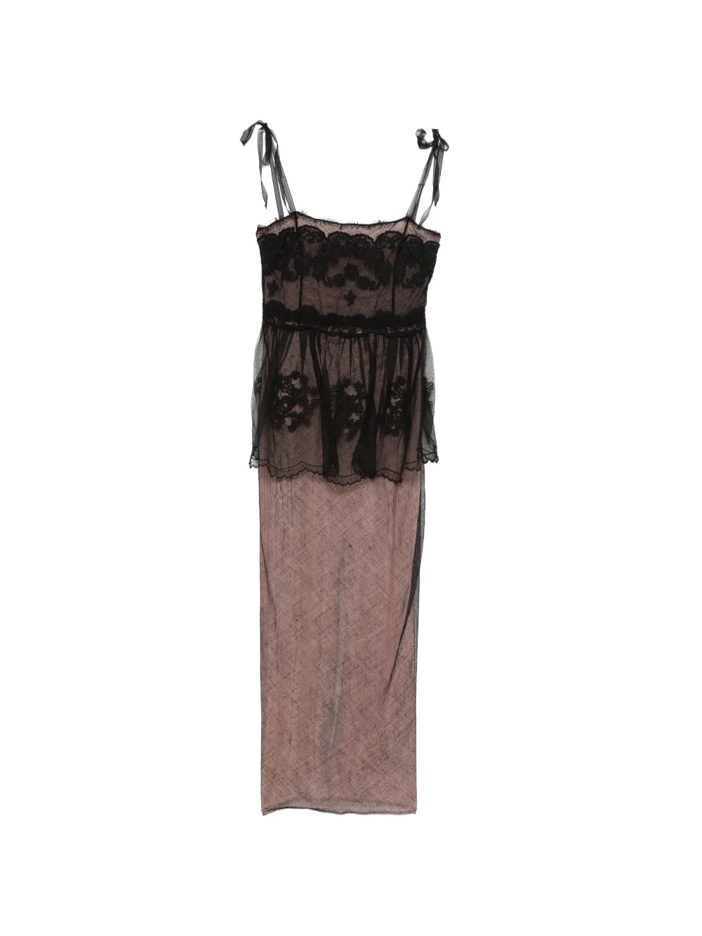 Alessandra Rich lace-tie evening dress - Nero