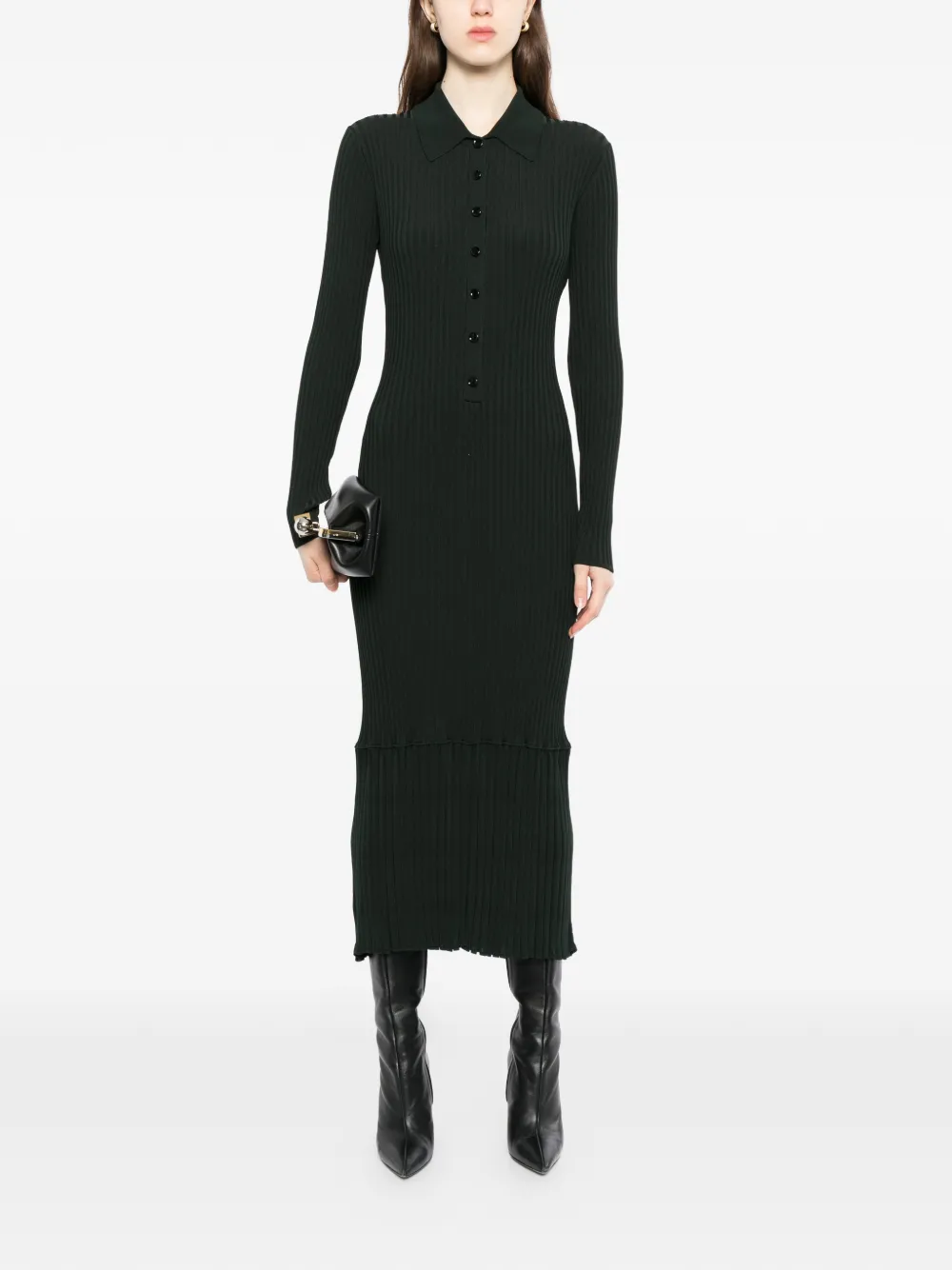 Proenza Schouler Sunburst geribbelde midi-jurk Groen
