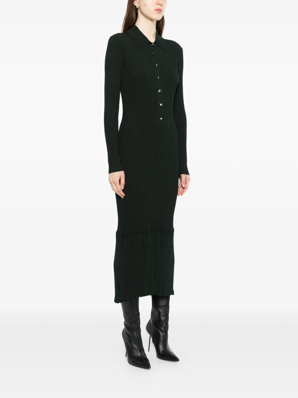 Proenza Schouler Sunburst geribbelde midi-jurk Groen