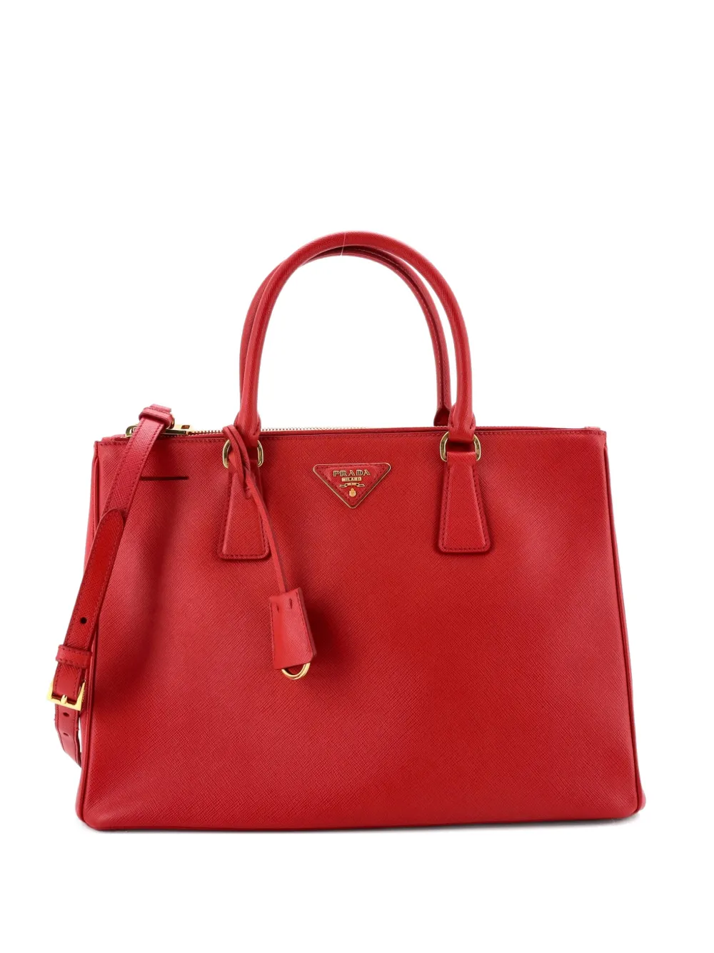 Prada Pre-Owned Double Zip Lux Saffiano Leather Medium tote bag - Rosso