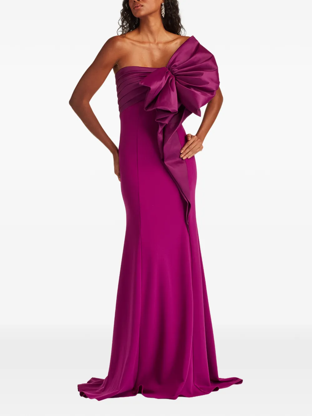 Tadashi Shoji Asymmetrische maxi-jurk met strik - Roze