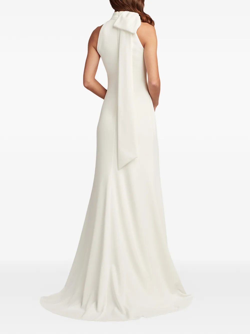 Tadashi Shoji Maxi-jurk met strikdetail en halternek Beige
