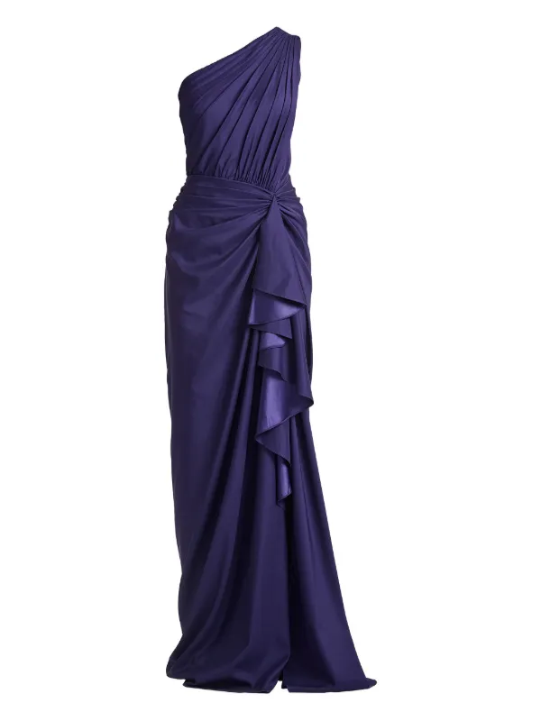 tadashi shoji one shoulder dress Laine One-Shoulder Crepe Gown
