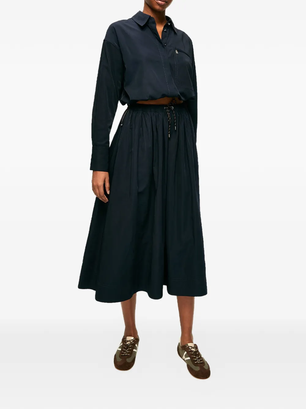  Veronica Beard Bates Drawstring Midi Skirt - Blue 