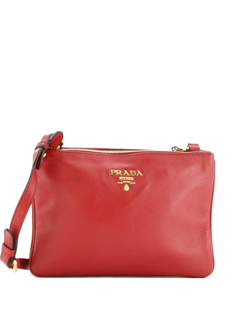 Prada Pre-Owned Double Zip Vitello Daino Small crossbody bag - Rosso