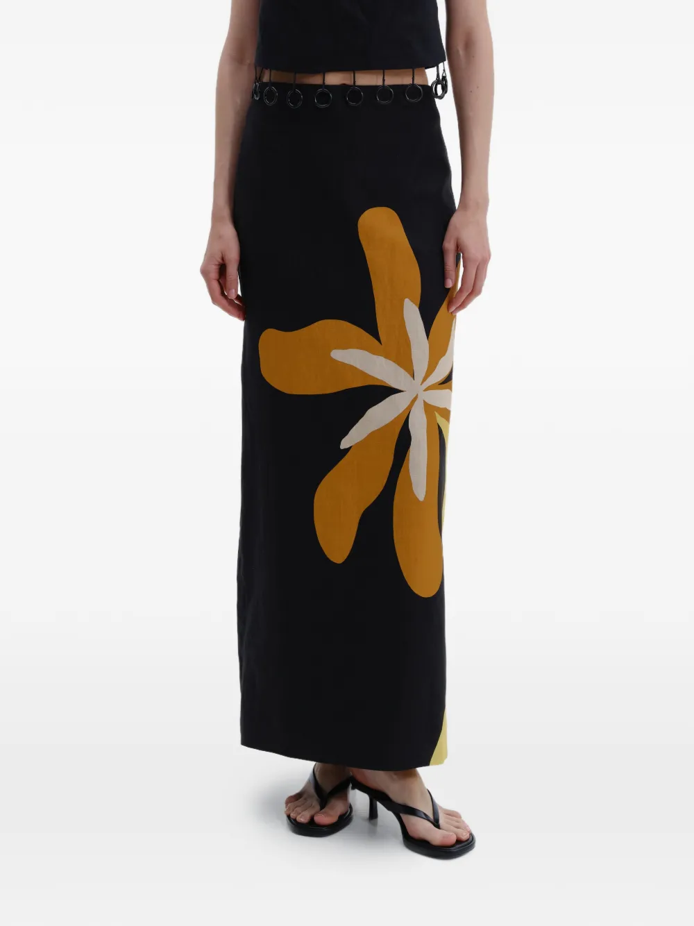 Cala de la Cruz Bruna floral maxi skirt - Nero