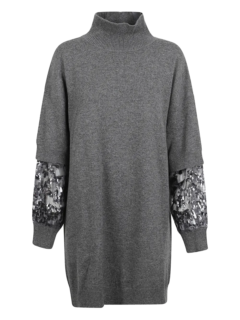 Brunello Cucinelli high-neck sequin mini dress - Grigio