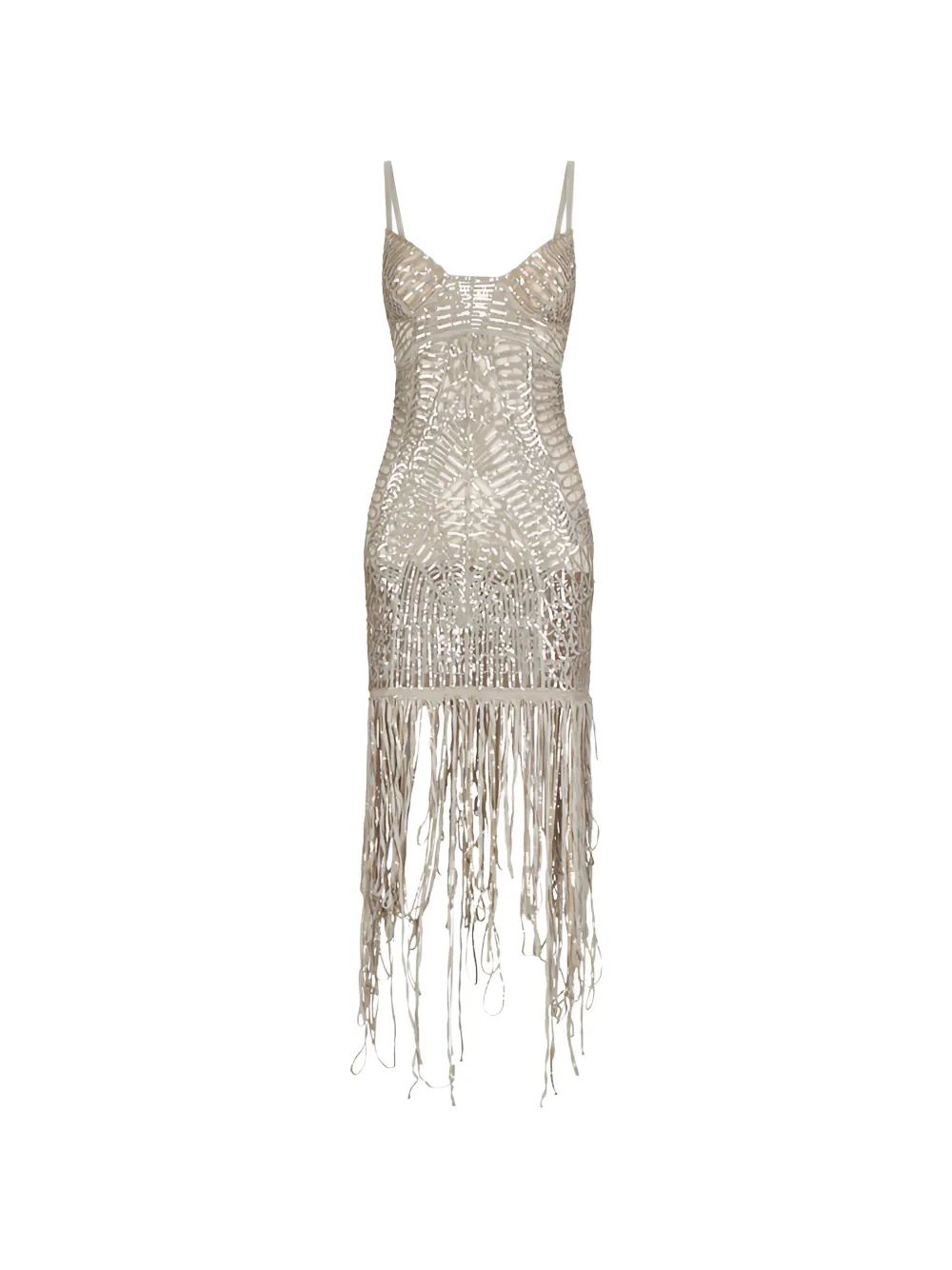 The Attico sequinned fringed dress - Argento