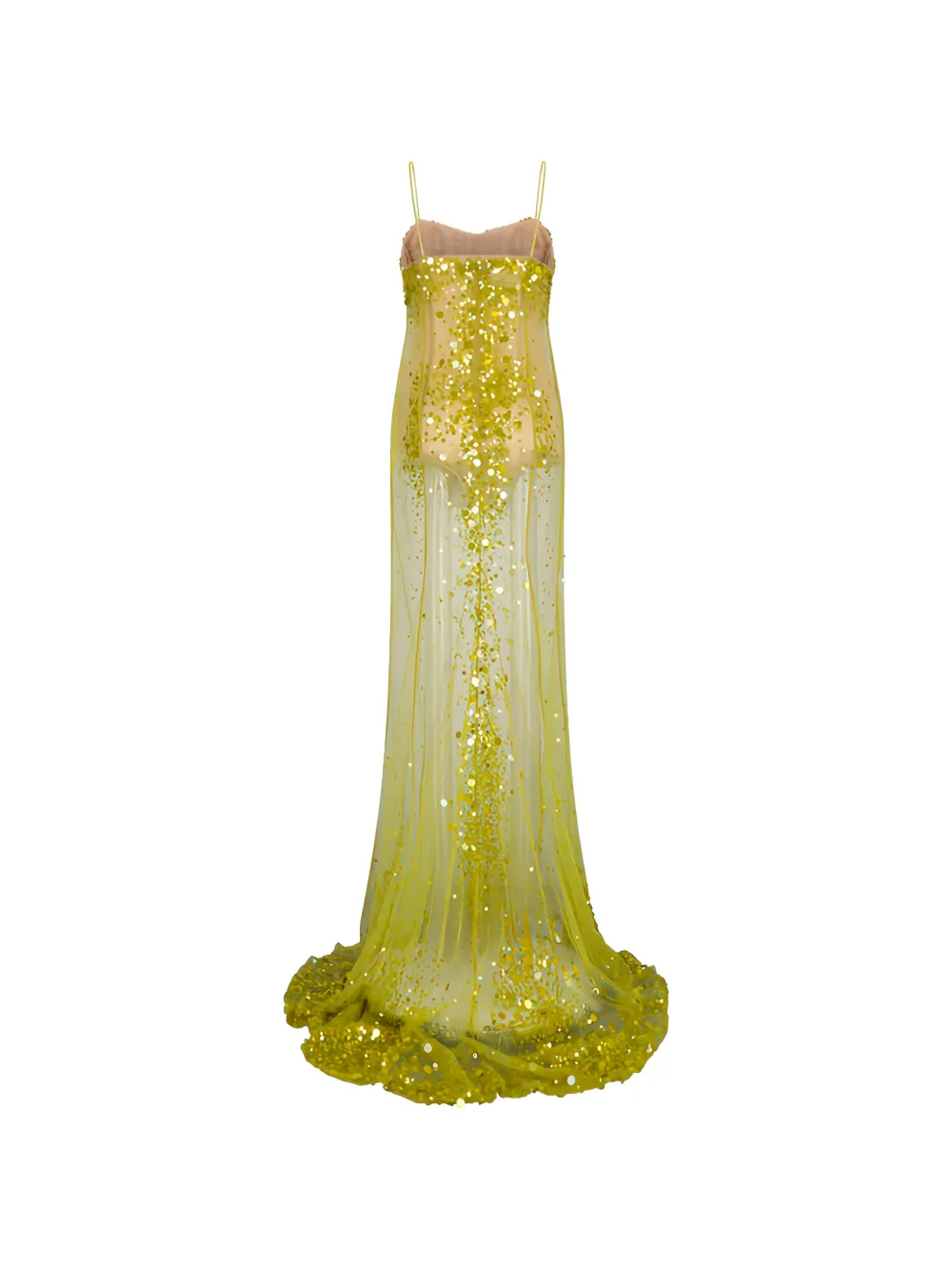 The Attico sequinned tulle gown - Geel