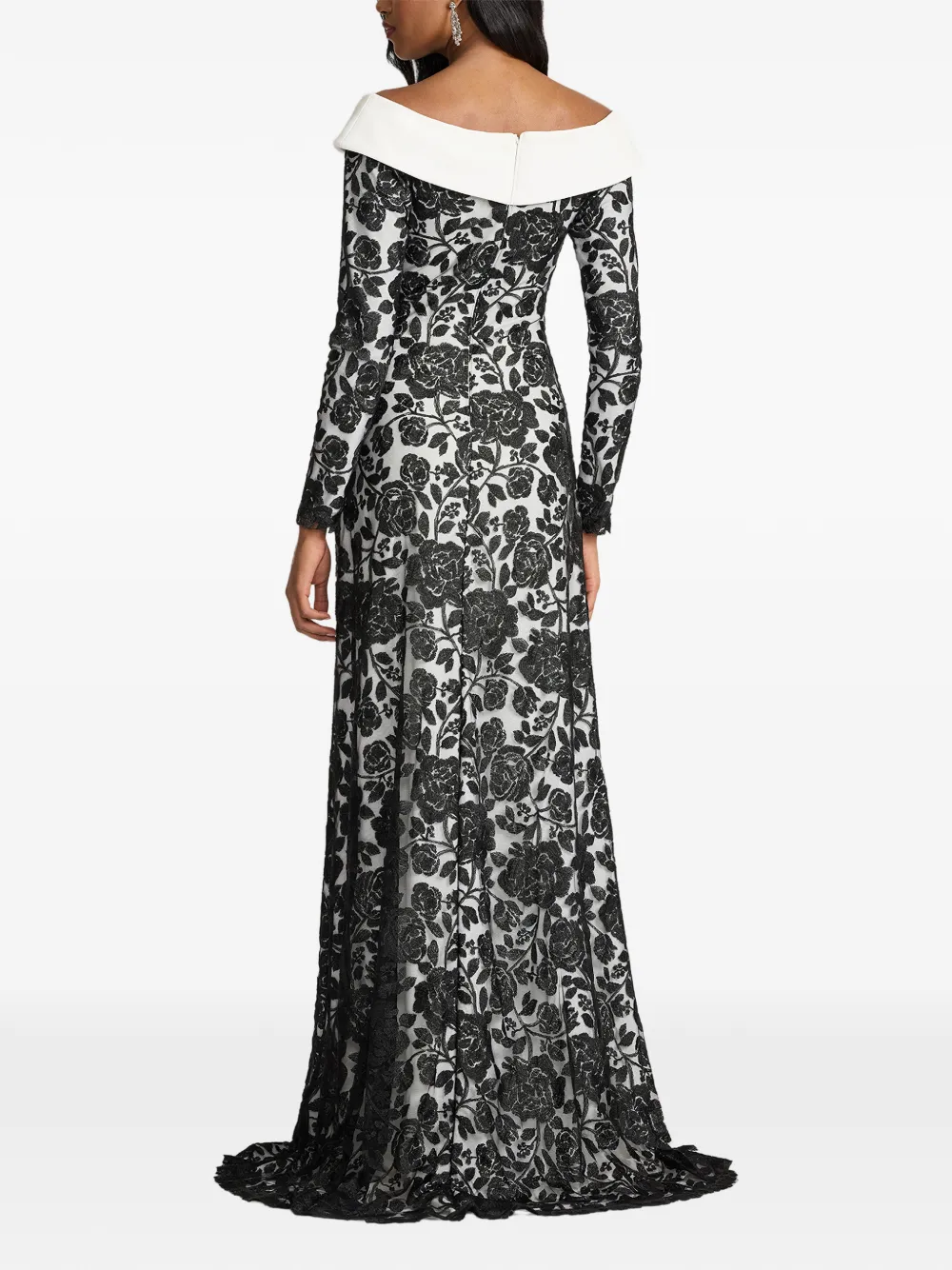 Tadashi Shoji Maxi-jurk met bloemenkant Wit