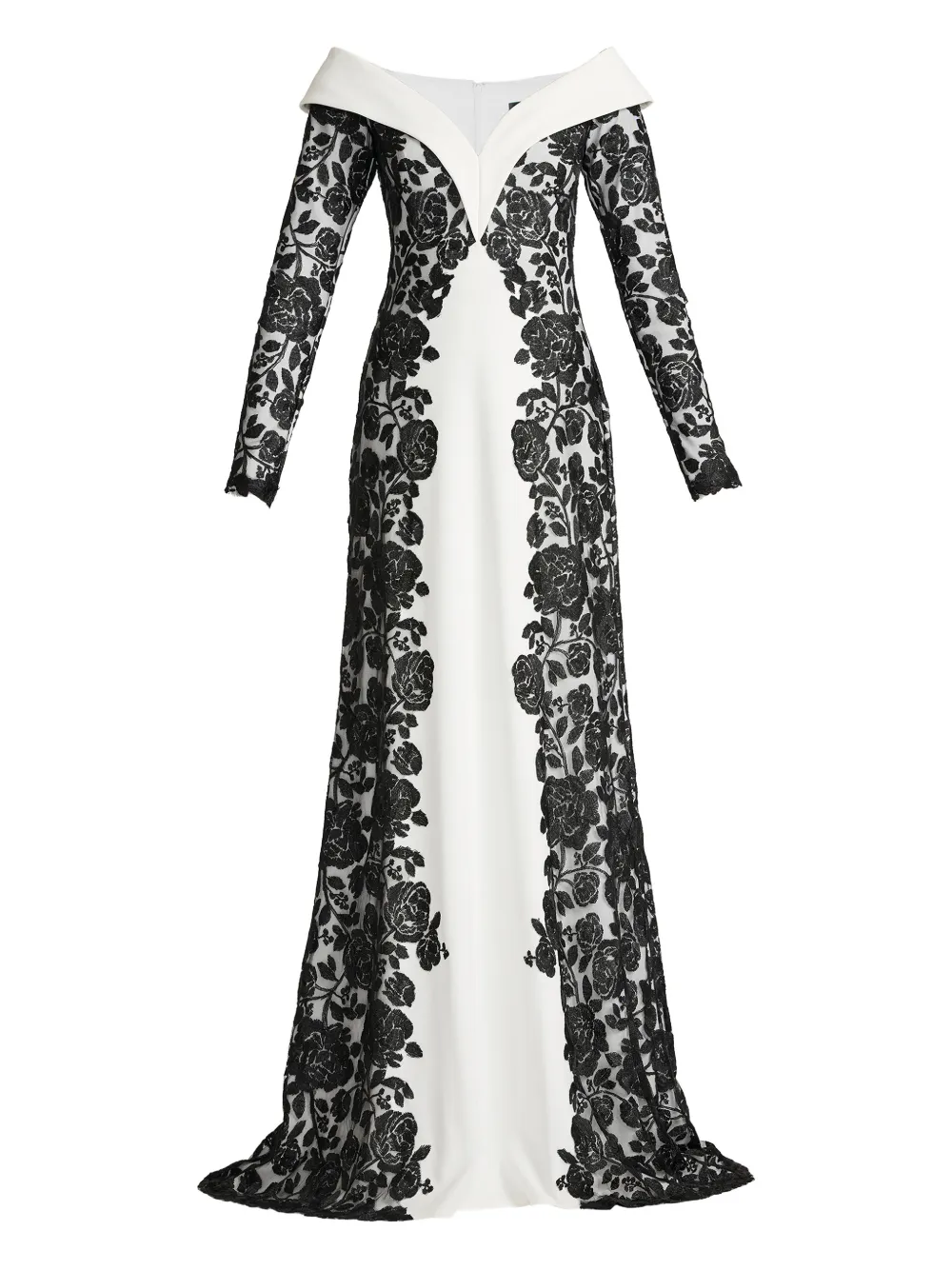 Tadashi Shoji Abito lungo in pizzo a fiori - Bianco