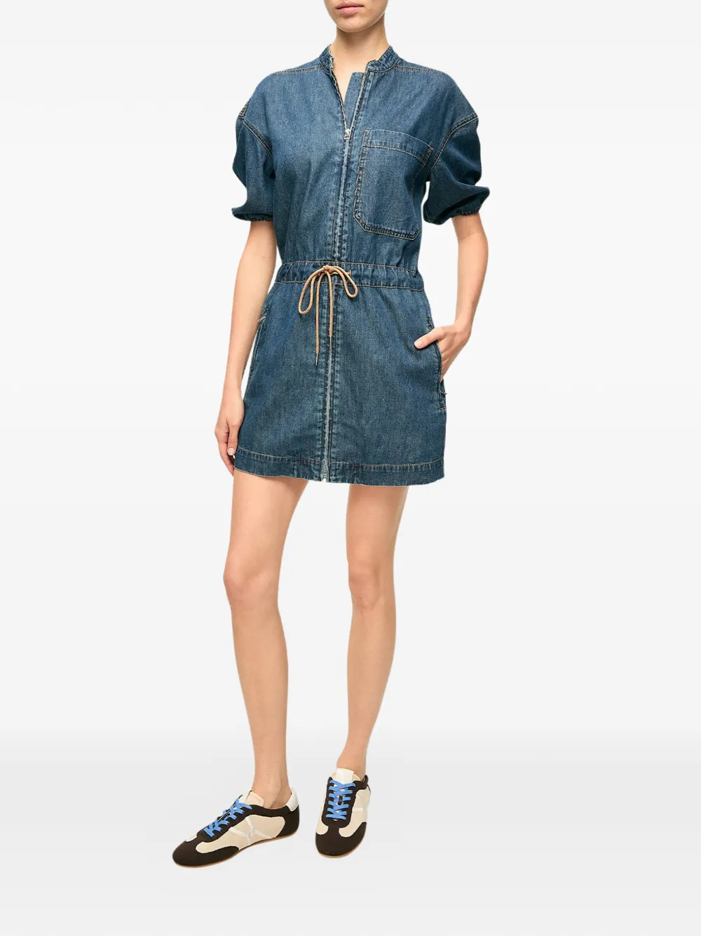  Veronica Beard Zip Pocket Denim Mini Dress - Blue 