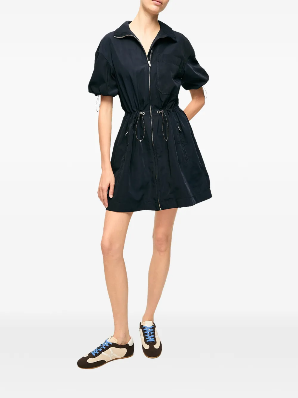  Veronica Beard Drawstring Zip Mini Dress - Blue 
