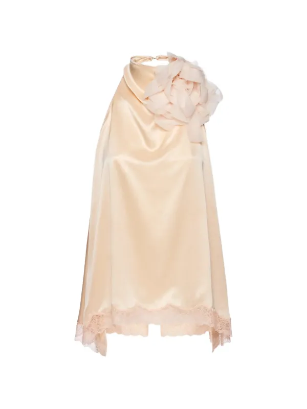 Magda Butrym Open-back Lace-trim Blouse in Neutrals