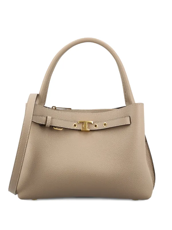 Tod's T Signature Mini Handbag in Leather in Neutrals