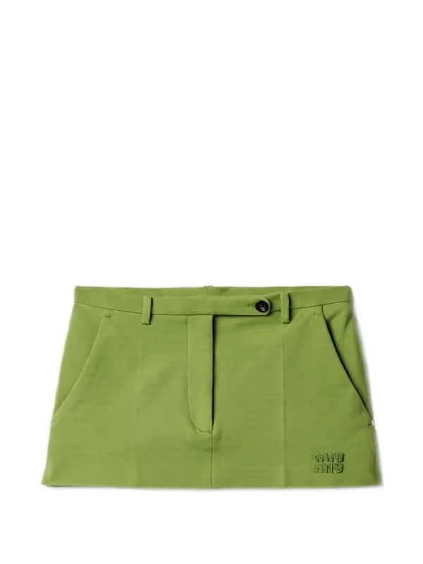 Miu Miu Milano Rib Knit Miniskirt in Green