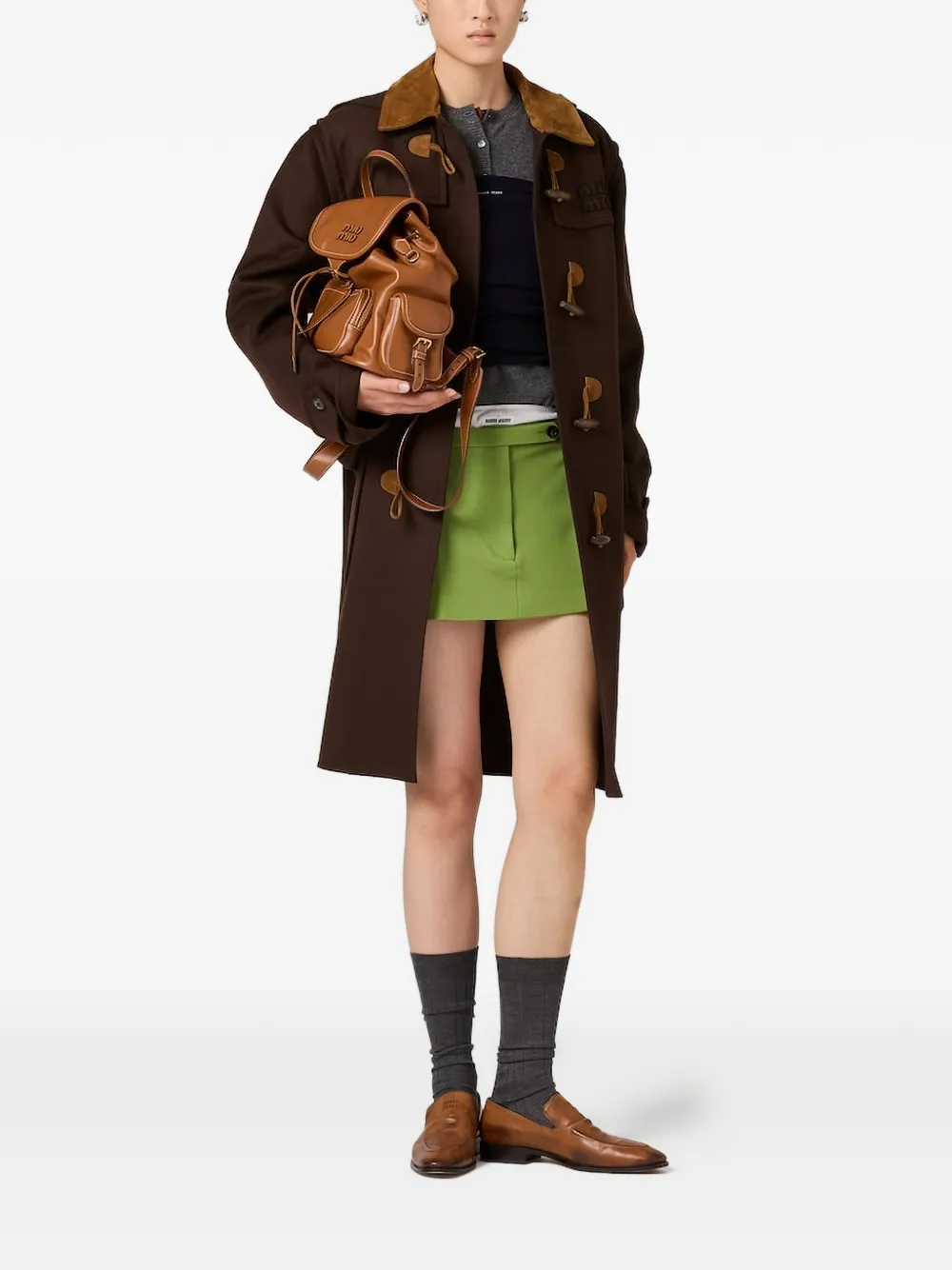 Miu Mini-rok met logodetail Groen