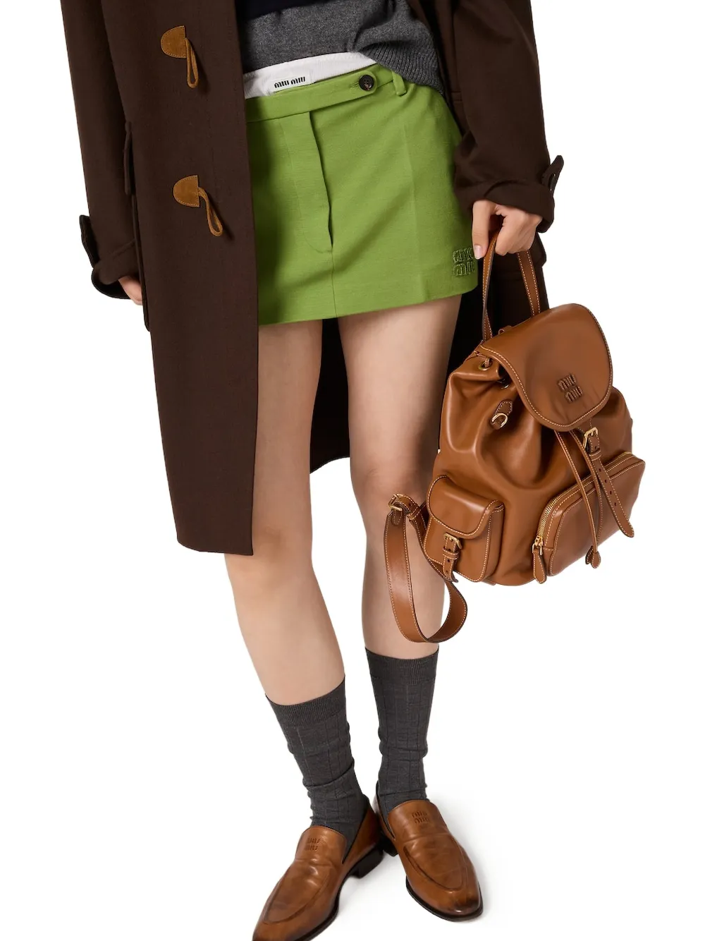 Miu Mini-rok met logodetail Groen