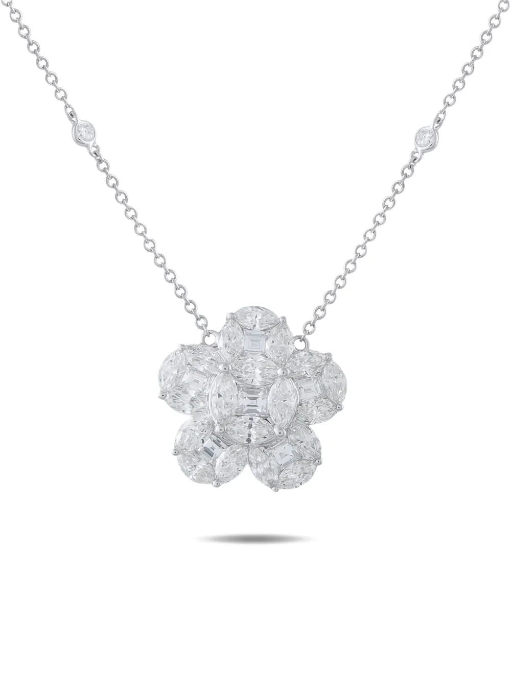 LB Exclusive diamond floral pendant necklace - Silber