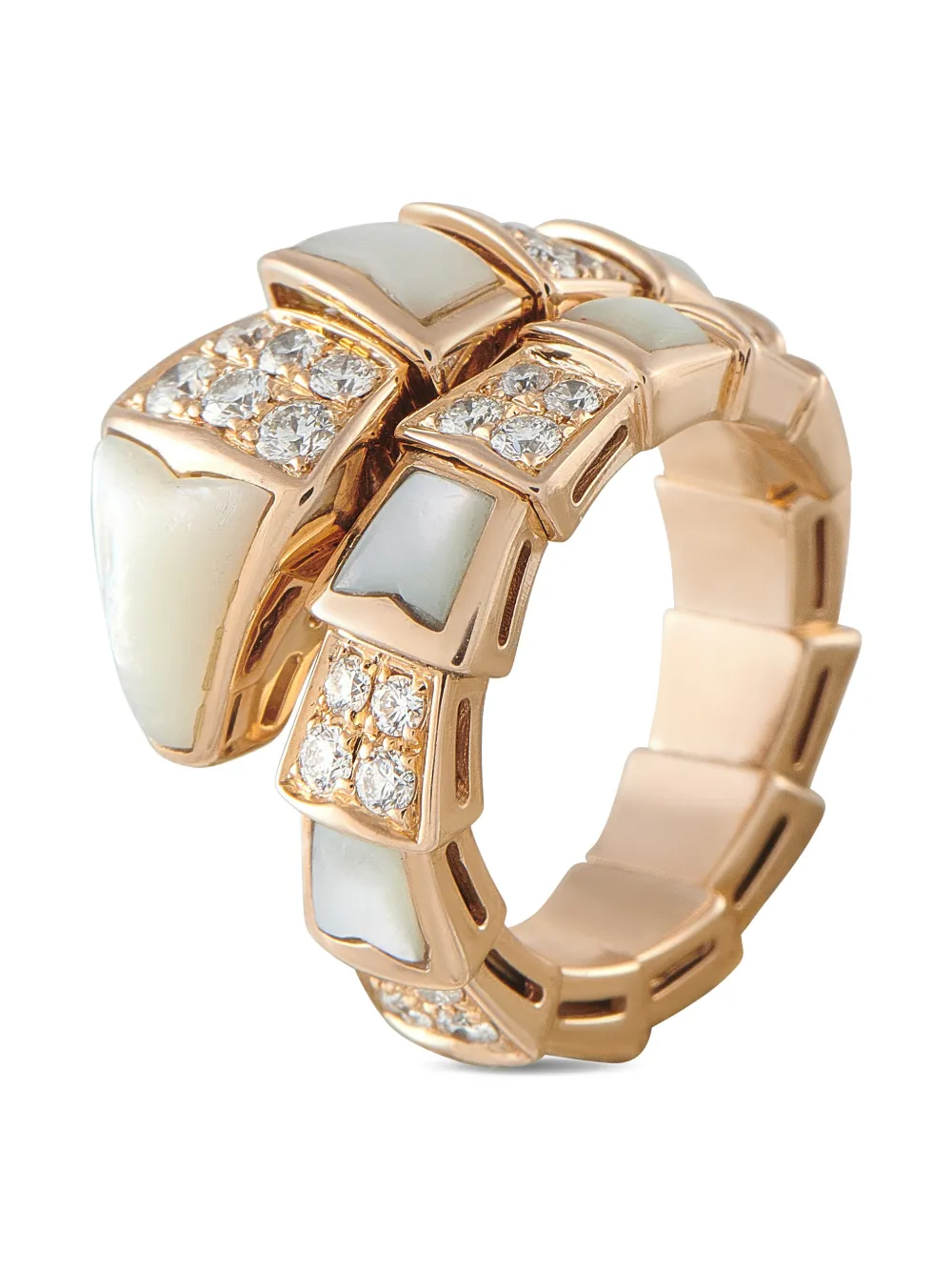 Diamond Mother Of Pearl Serpenti Viper Ring
