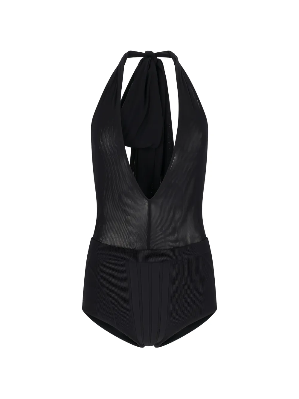 The Attico halterneck tulle bodysuit - Nero