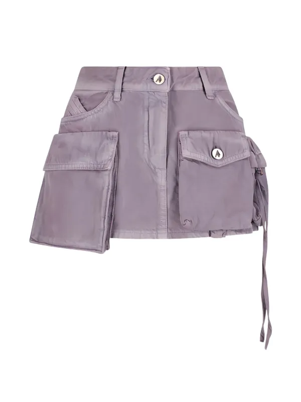 The Attico Cargo-pocket Cotton Miniskirt in Grey