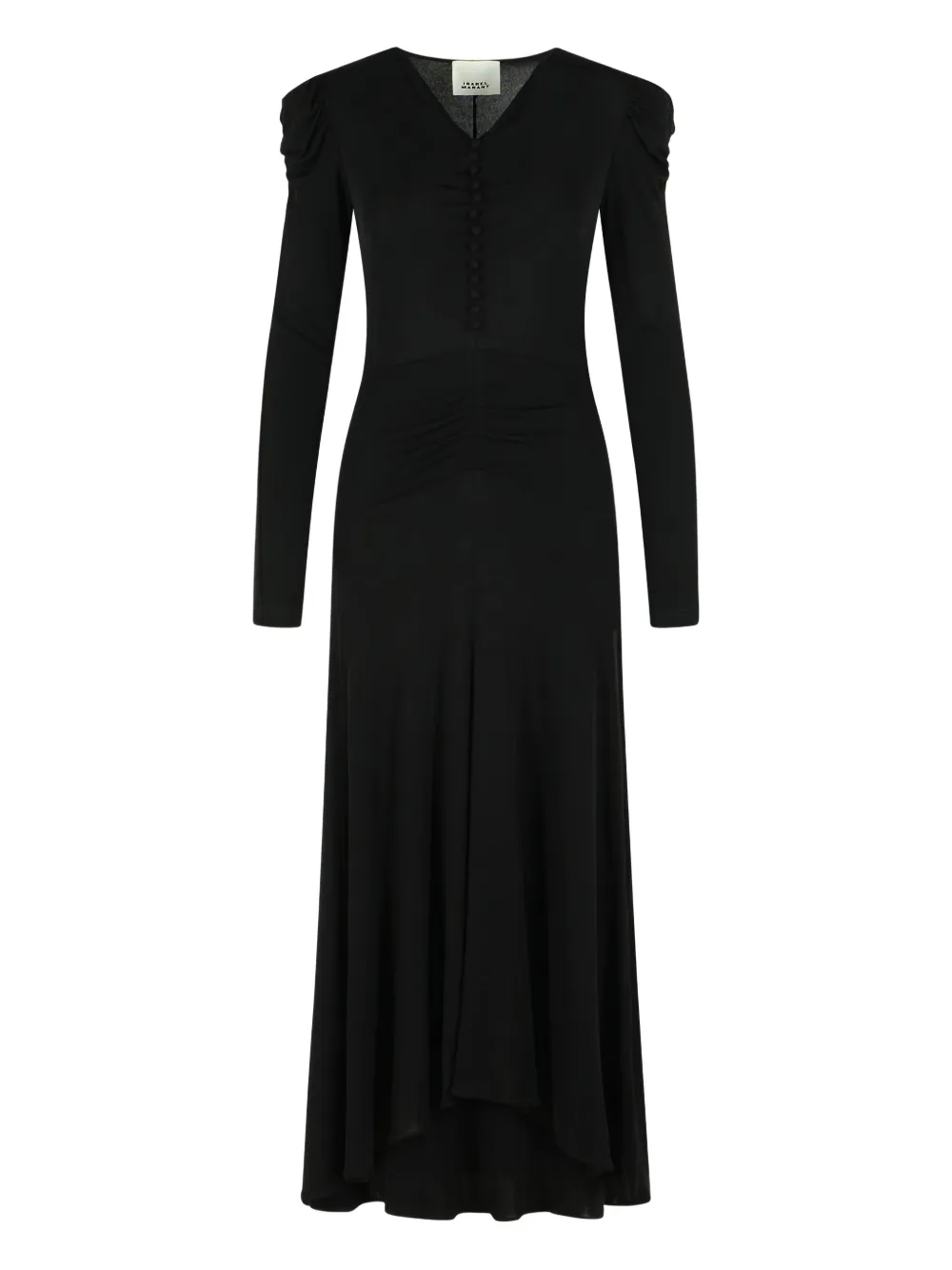 ISABEL MARANT Nejma patch-button V-neck maxi dress - Nero