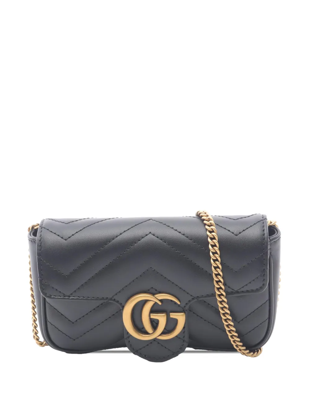 Gucci Pre-Owned 2016-2025 Super Mini GG Marmont Leather crossbody bag - Nero
