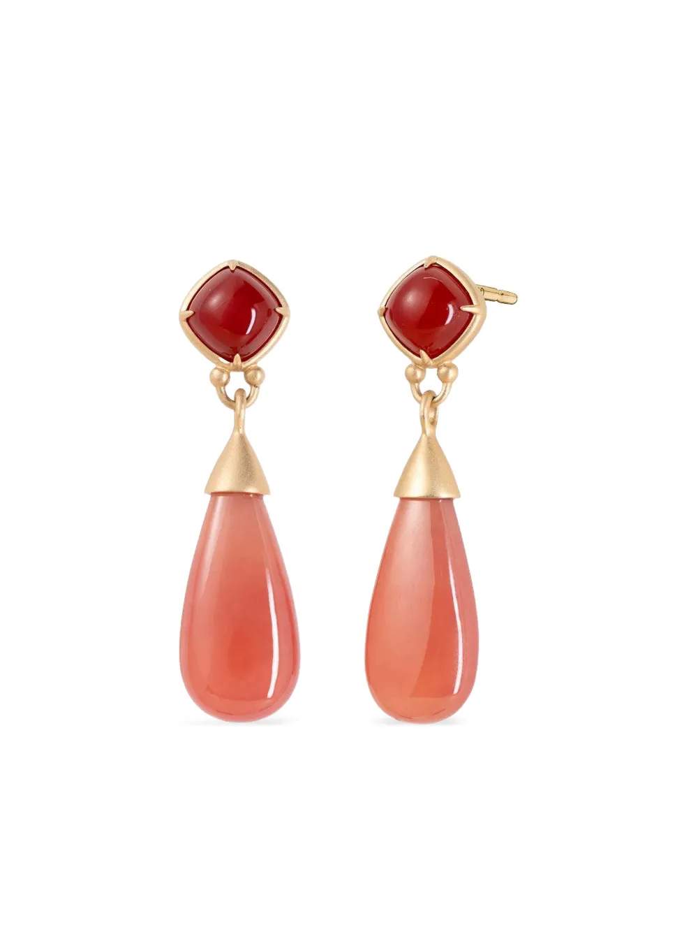 MONICA RICH KOSANN Blush carnelian and garnet drop earrings - Oro