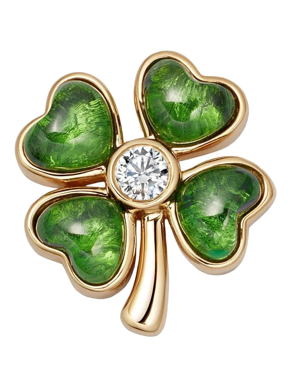 Loquet Four Leaf Clover diamond and tsavorite locket charm - Oro