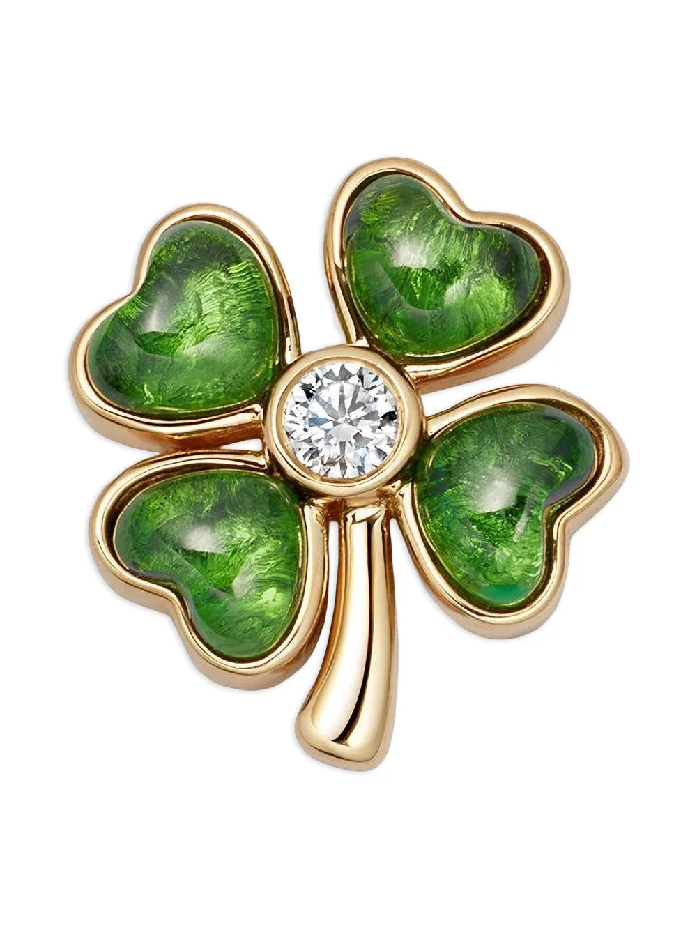 Loquet Four Leaf Clover diamond and tsavorite locket charm - Oro