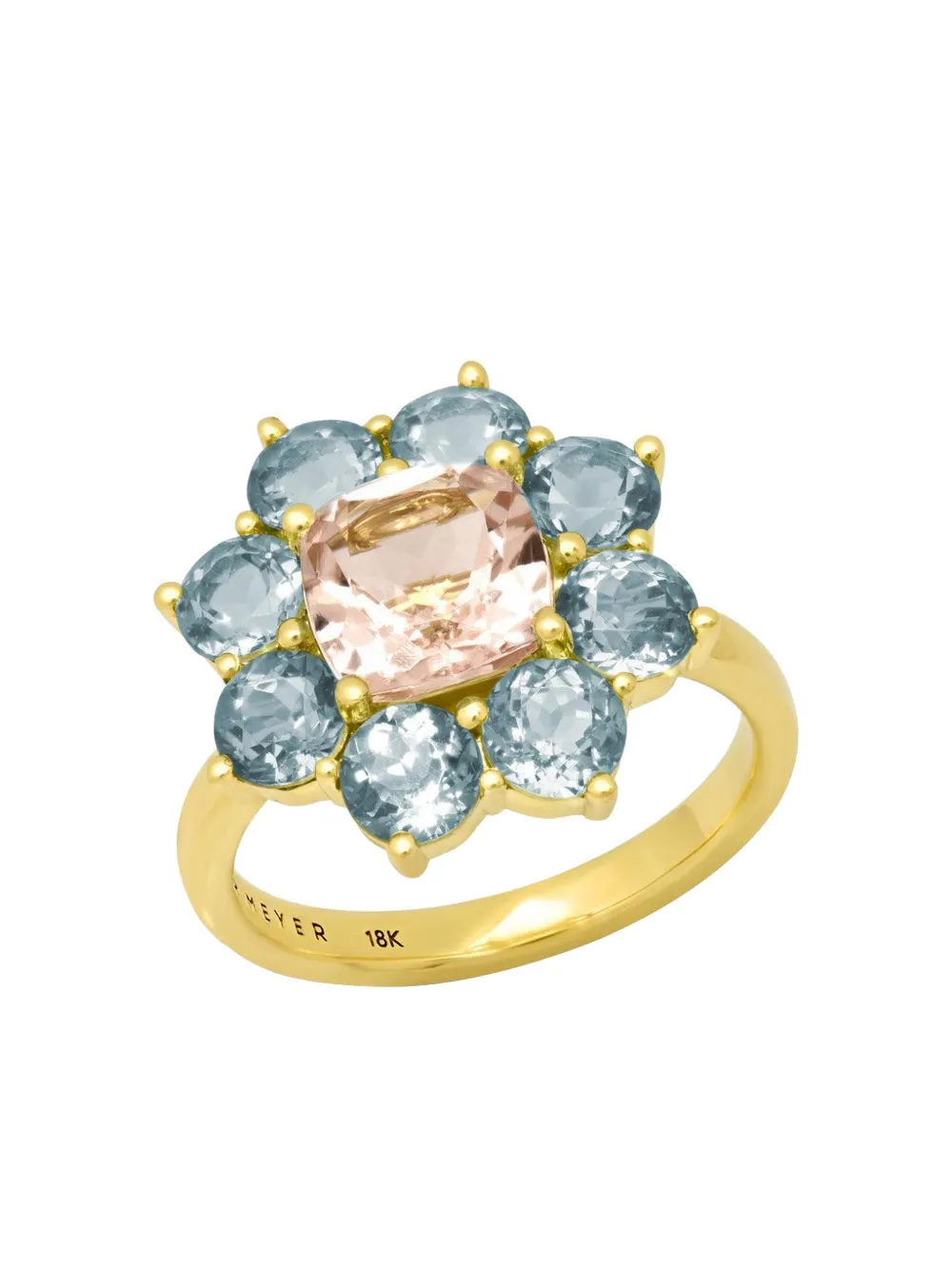 Jennifer Meyer aquamarine morganite flower ring - Oro
