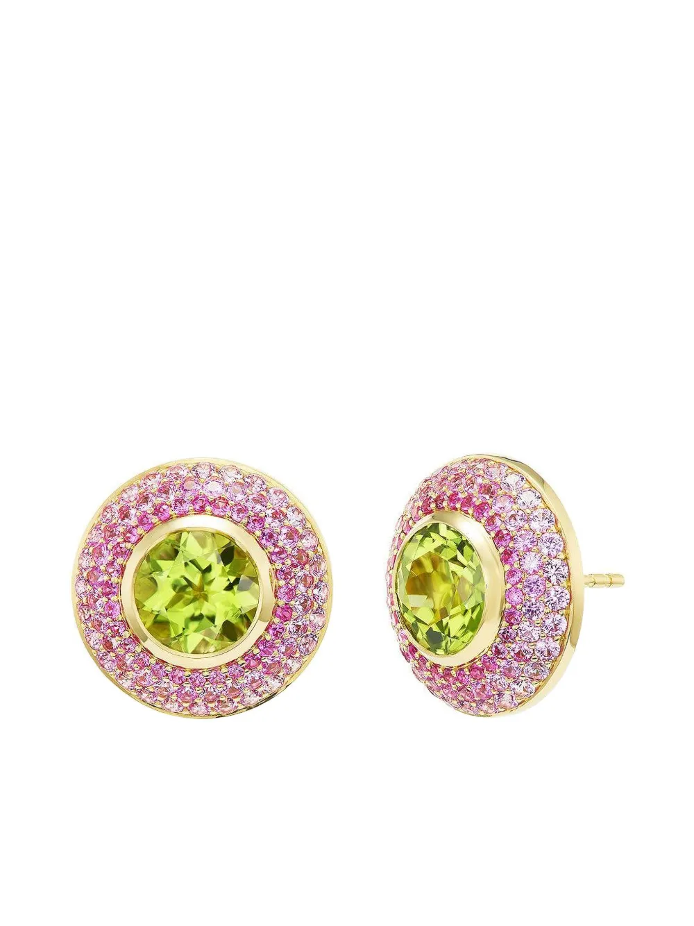 EMILY P. WHEELER Ombre Button peridot pink sapphire stud earrings - Oro