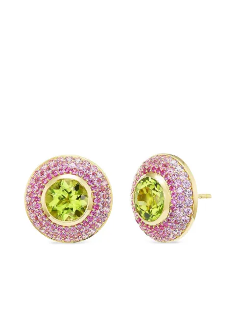 EMILY P. WHEELER Ombre Button peridot pink sapphire stud earrings